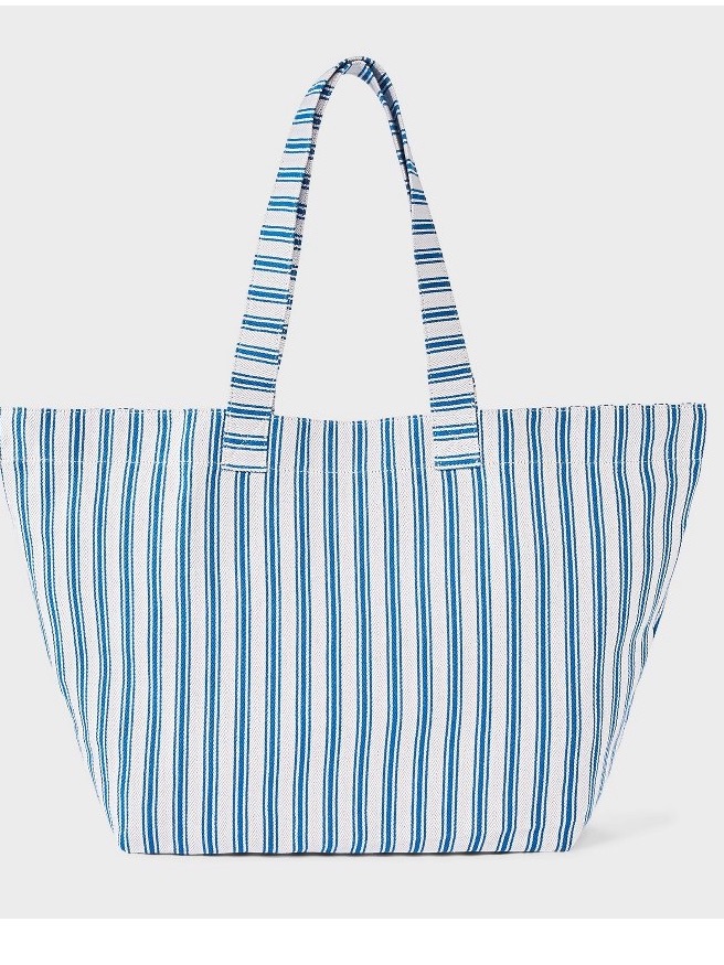 Striped Oversized Cotton Tote Bag - Universal Thread Blue New